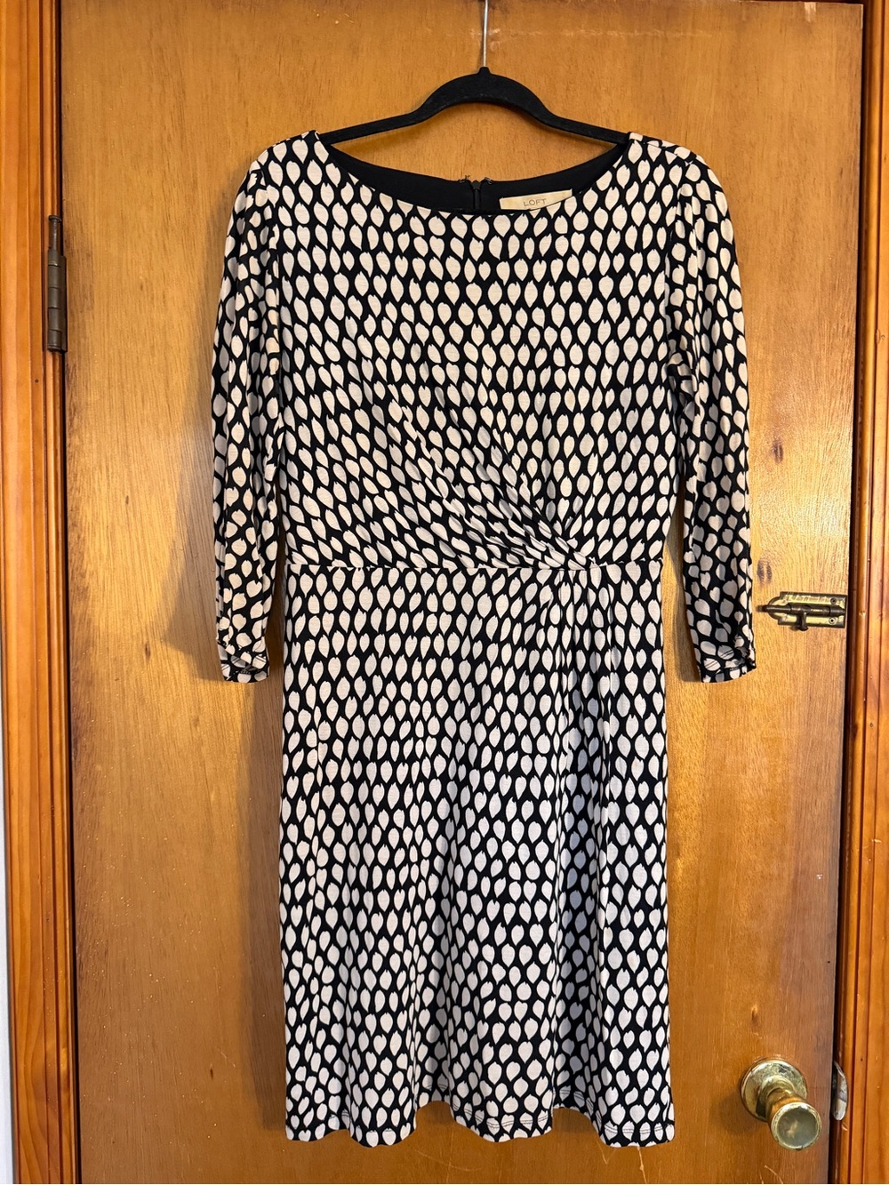 LOFT Black & White Print Twist-Front Dress
